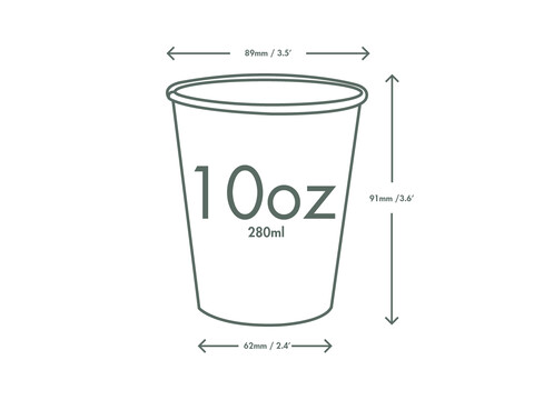 Bio Kaffeebecher Kraft PLA 250ml/10oz,ؠ90mm Karton (1000Stck)