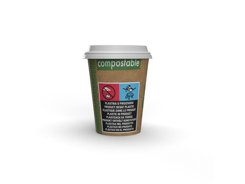 Bio Kaffeebecher Kraft PLA 150 ml/6oz, Ø 72 mm