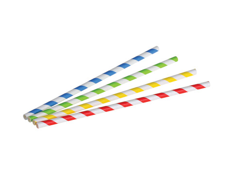 Papier-Trinkhalme extrastark 6 x 200 mm farbig sortiert   